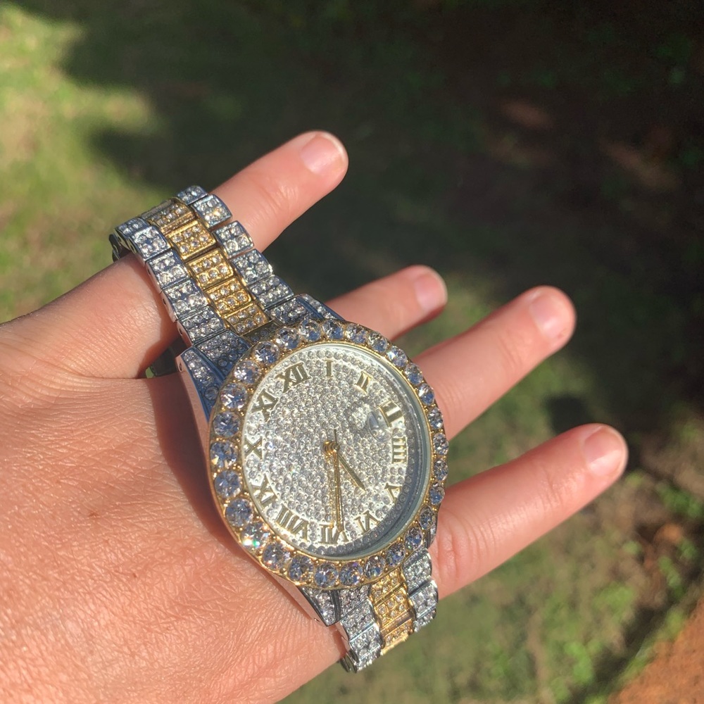 Two tone rhinestone watch